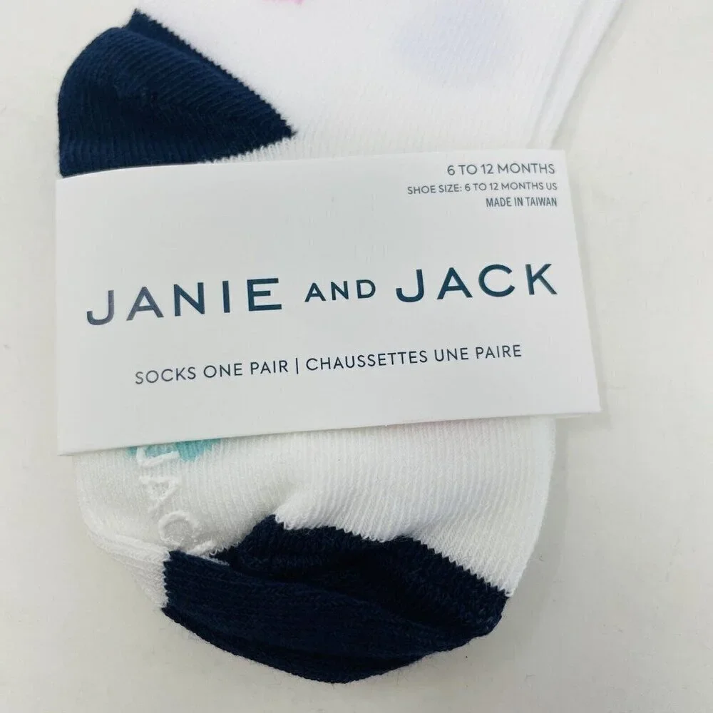 Janie and‎ Jack Baby Boys 6-12 Months Anchor Nautical Print Crew Socks in White